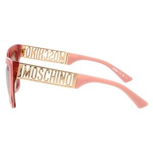 Moschino Pink Logo Statement Sunglasses – Gold Side Detail – With Case